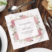 Blush Pink Hochzeit Personalisiert floral Serviette