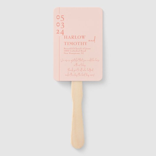 Blush Pink Hochzeitsprogramm Fächer (Rückseite)