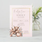 Blush Pink Holy Cow Girl Baby Einladung (Stehend Vorderseite)