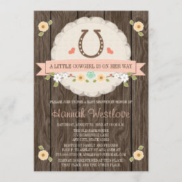 BLUSH PINK HORSESHOE WESTERN COWGIRL BABY SHOWER EINLADUNG
