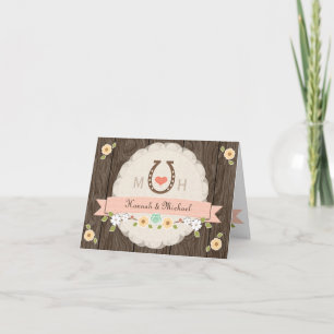 Blush Pink Horseshoe Western Hochzeit Vielen Dank Dankeskarte