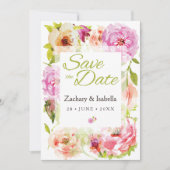 Blush Pink Hübsche Florals Hochzeit Save the Date (Vorderseite)