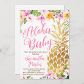Blush Pink Hula auf über Luau Ananas Baby Dusche Einladung (Vorne/Hinten)