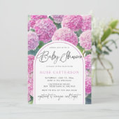Blush Pink Hydrangea Babydusche Einladung (Stehend Vorderseite)