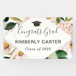 Blush Pink Hydrangea Bloral Graduation Party Banner