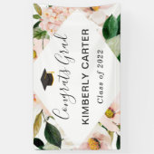 Blush Pink Hydrangea Bloral Graduation Party Banner (Vertikal)