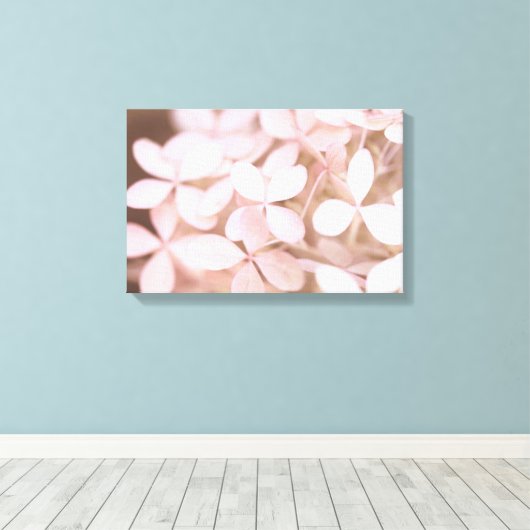 Blush Pink Hydrangea Blume Petals Leinwanddruck (Insitu (Holzboden))