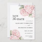 Blush Pink Hydrangea Hochzeit speichern das Datum Einladung (Vorderseite)
