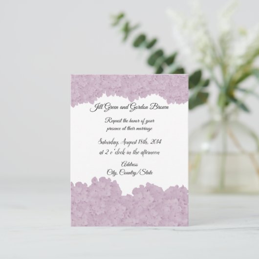 Blush Pink Hydrangea Hochzeitseinladung Einladung (Stehend Vorderseite)
