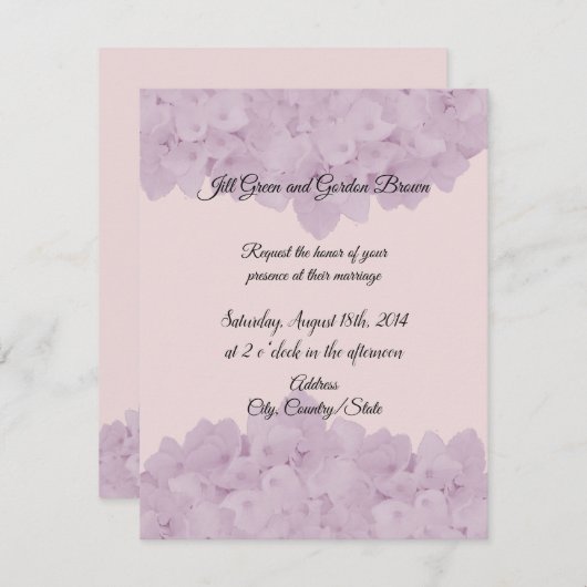 Blush Pink Hydrangea Hochzeitseinladung Einladung (Vorne/Hinten)