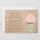 Blush Pink Hydrangea & Mason Jar Brautparty Einladung (Vorderseite)