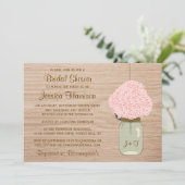 Blush Pink Hydrangea & Mason Jar Brautparty Einladung (Stehend Vorderseite)