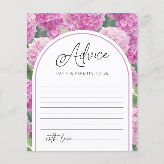 Blush Pink Hydrangea Ratschläge Eltern Babydusche (Vorderseite)
