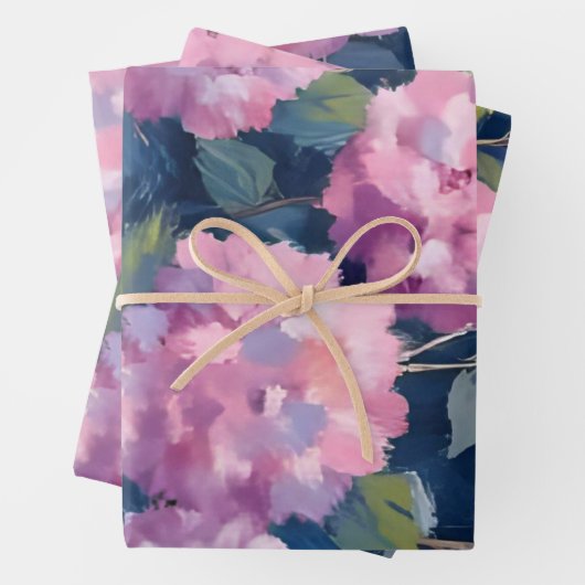 Blush Pink Hydrangeas Bloral Geschenkpapier Set (Beispiel)