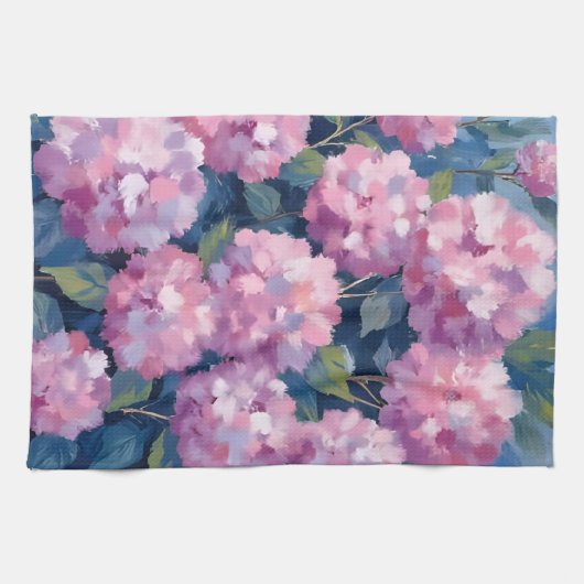 Blush Pink Hydrangeas Bloral Geschirrtuch (Horizontal)