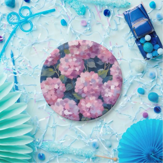 Blush Pink Hydrangeas Bloral Pappteller (Party)