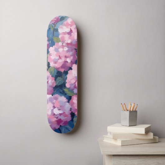 Blush Pink Hydrangeas Bloral Skateboard (Wandkunst)
