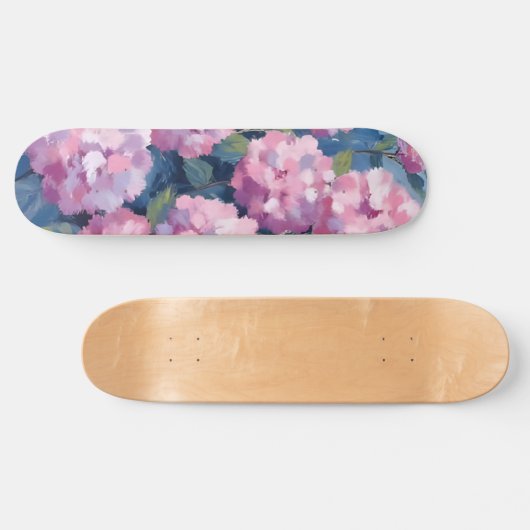 Blush Pink Hydrangeas Bloral Skateboard (Horizontal)