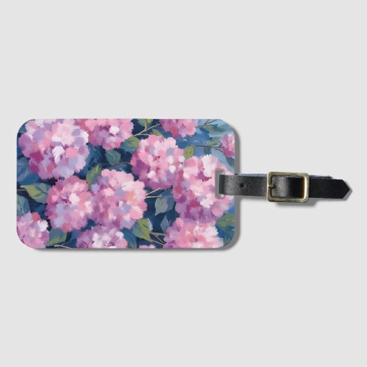 Blush Pink Hydrangeas Floral Gepäckanhänger (Vorderseite (Horizontal))