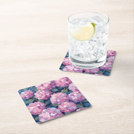 Blush Pink Hydrangeas Floral Rechteckiger Pappuntersetzer (Vor Ort)