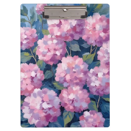 Blush Pink Hydrangeas Floral Watercolor Klemmbrett (Vorderseite)