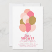 Blush Pink Imitate Gold Balloons Babydusche Einladung (Vorderseite)