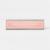 Blush Pink Imitats Foil Border Name Schreibtischnamensplakette (Vorderseite )