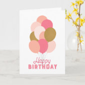 Blush Pink Imitats Gold Balloons Happy Birthday Karte (Gelbe Blume)