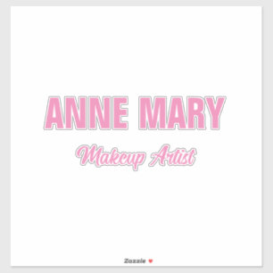 Blush Pink Individuelle Name Makeup Artist Busines Aufkleber