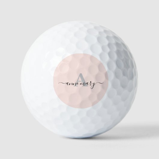 Blush Pink Individuelle Name Monogram Gift Gefalle Golfball (Vorderseite)
