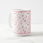 Blush Pink Ink Outlined Floral Kaffeetasse (Vorderseite Links)