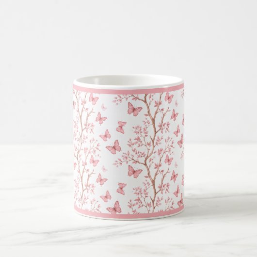 Blush Pink Ink Outlined Floral Mug Kaffeetasse (Mittel)