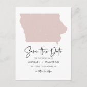 Blush Pink Iowa Karte Modern Script Save the Date (Vorderseite)