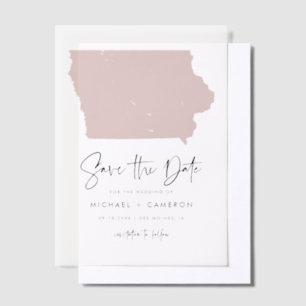 Blush Pink Iowa Karte Save the Date Minimalistisch Pergament Einladungen