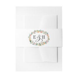 Blush Pink Ivory Blumenreath Wasserfarbenhochzeit Einladungsbanderole