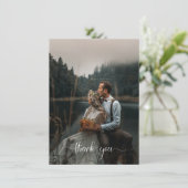 Blush Pink Ivory Floral Foto Vielen Dank Einladung (Stehend Vorderseite)