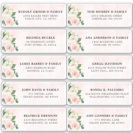 Blush Pink Ivory Floral Wedding Guest Address Aufkleber