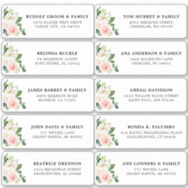 Blush Pink Ivory Floral Wedding Guest Address Aufkleber