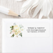 Blush Pink Ivory Floral Wedding Rücksendeadresse (Insitu)