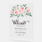 Blush Pink Ivory Floral Wedding Welcome Acrylschild (Winkel)