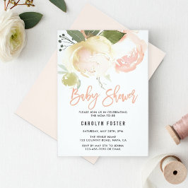 Blush Pink Ivory Peony Baby Dusche Einladung