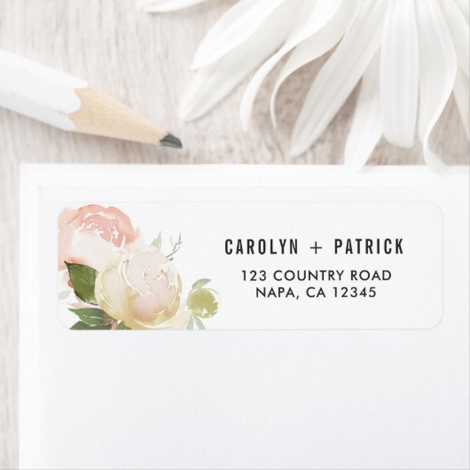 Blush Pink Ivory Peony Rücksendeadresse (Insitu)