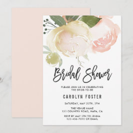 Blush Pink Ivory Peony Wedding Brautparty Einladung