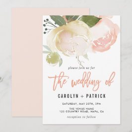 Blush Pink Ivory Peony Wedding Einladung