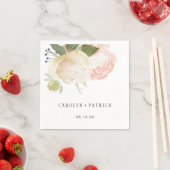 Blush Pink Ivory Peony Wedding Paper Napkin Serviette (Beispiel)