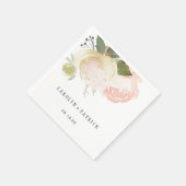 Blush Pink Ivory Peony Wedding Paper Napkin Serviette (Ecke)