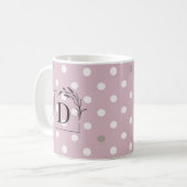 Blush Pink & Ivory Polka Dot Monogram Tasse (Vorderseite Links)