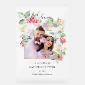 Blush Pink/Ivory Watercolor Roses Photo Welcome Acrylschild (Vorderseite)