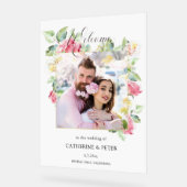 Blush Pink/Ivory Watercolor Roses Photo Welcome Acrylschild (Winkel)