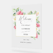 Blush Pink/Ivory Watercolor Roses Welcome Acrylschild (Winkel)